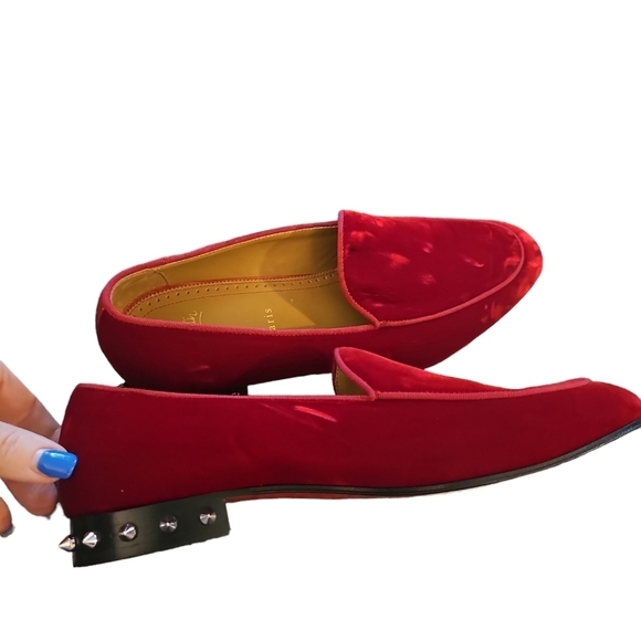 Christian Louboutin sz 41 Nilou Apron Toe Smoking Slipper red velvet mens sz 8 main image 7